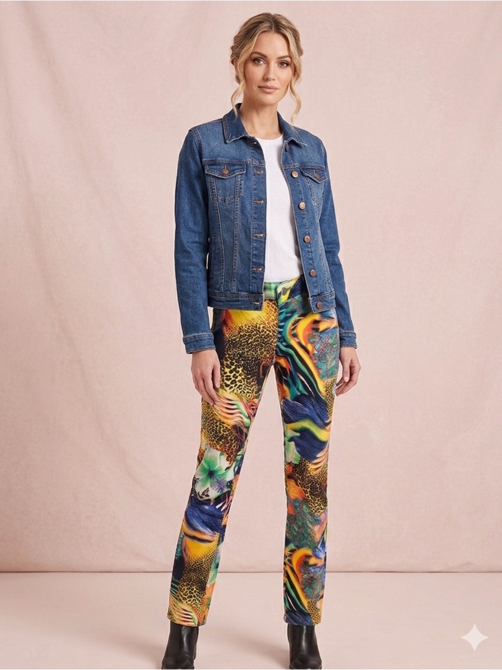 A.Z.I. Jeans Multicolor Patchwork Pattern Print Pants Size 6